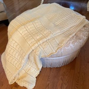 Very large cream coloured handmade throw